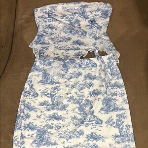 Blue and White Two Piece Set